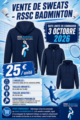 Vente de sweat RSSC Badminton